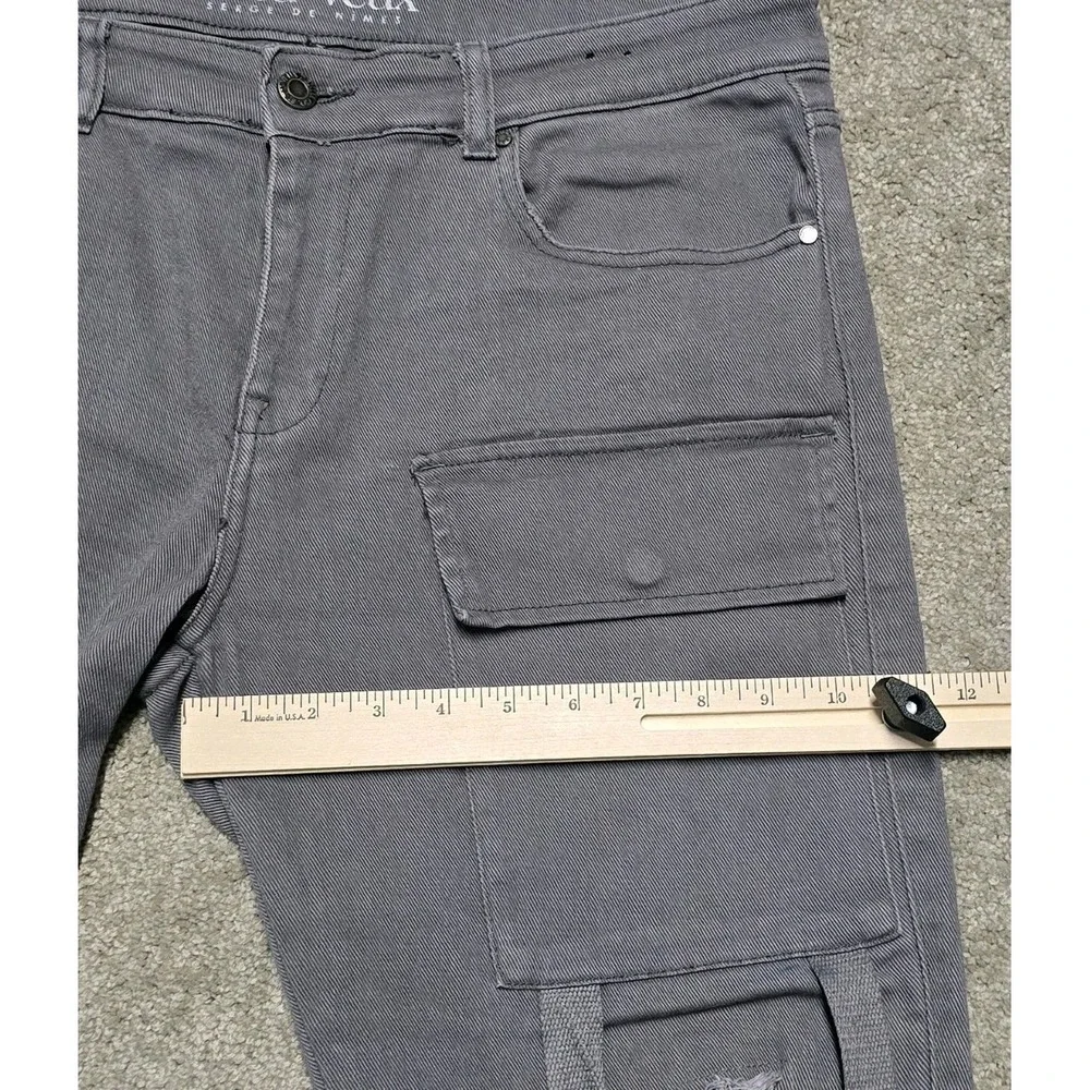 Si Tu Veux Serge De Nimes Men's Size 34 Smoke Gray Wax Stacked‎ Cargo Jeans